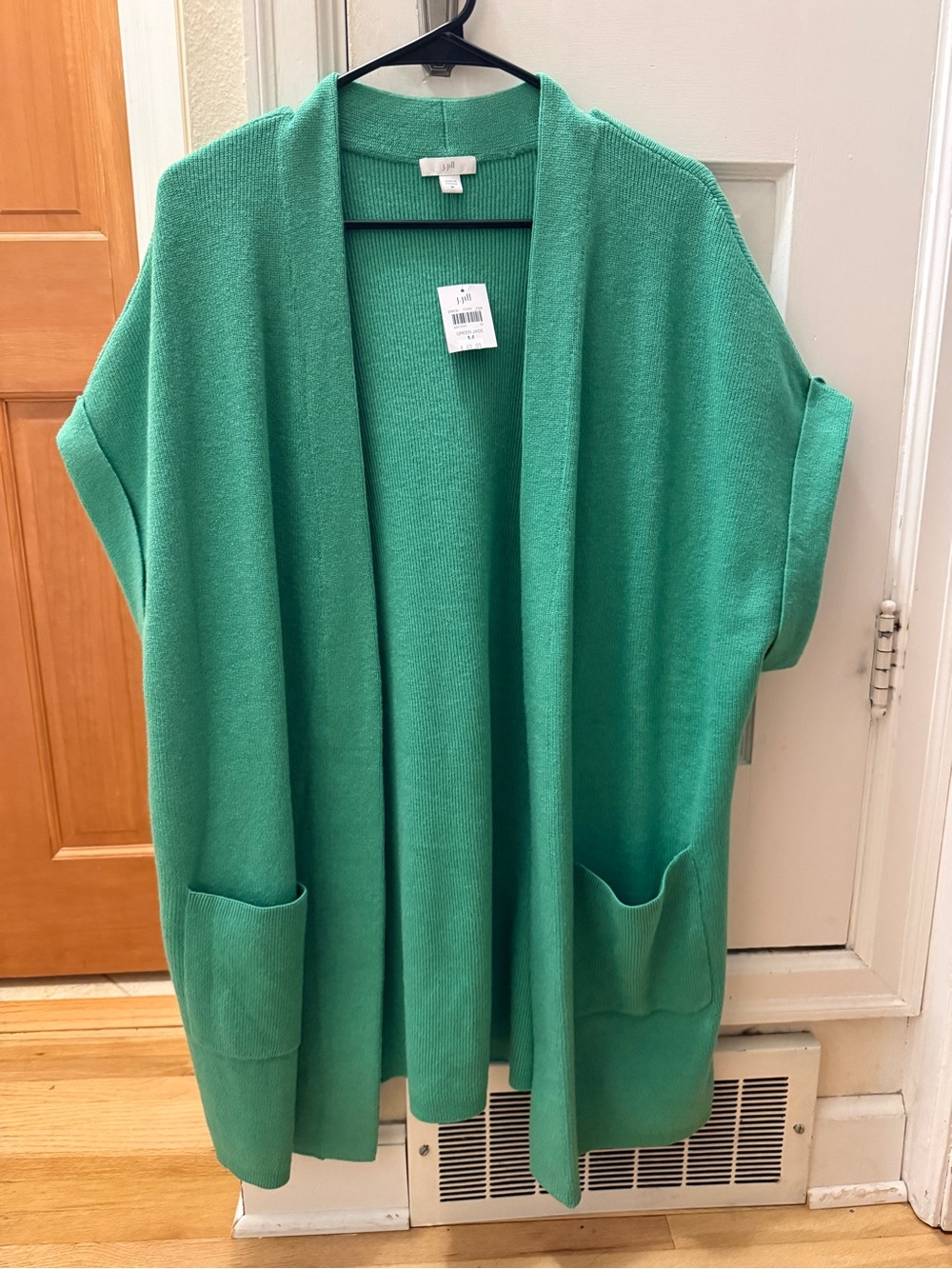 J. Jill Jade Green Open-Front Pocketed Sweater Cardigan BNWT